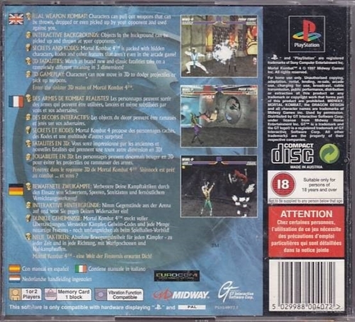 Mortal Kombat 4 - PS1 (C Grade) (Genbrug)